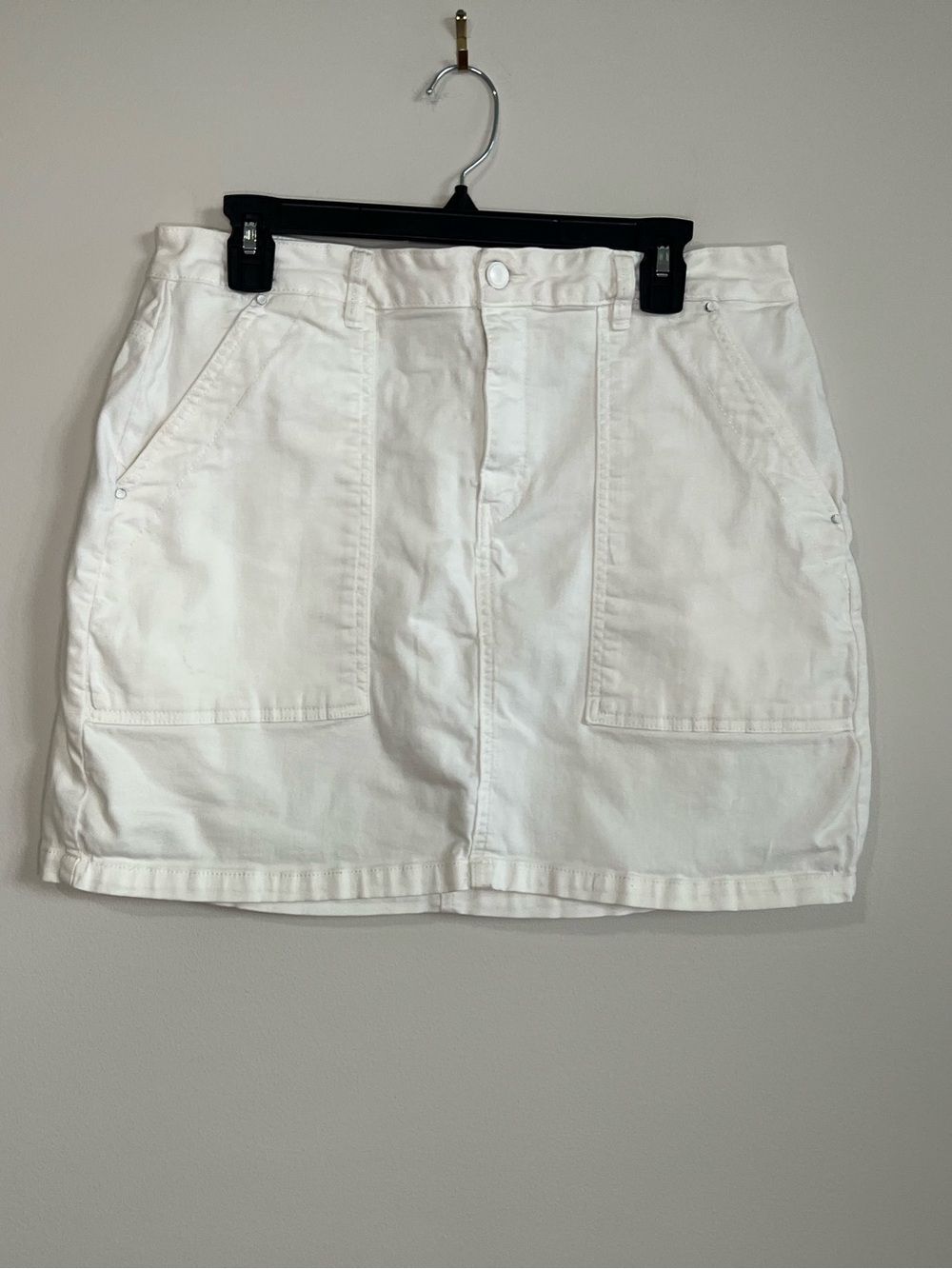 White Mini Skirt with Front Pockets - Women's Skirt